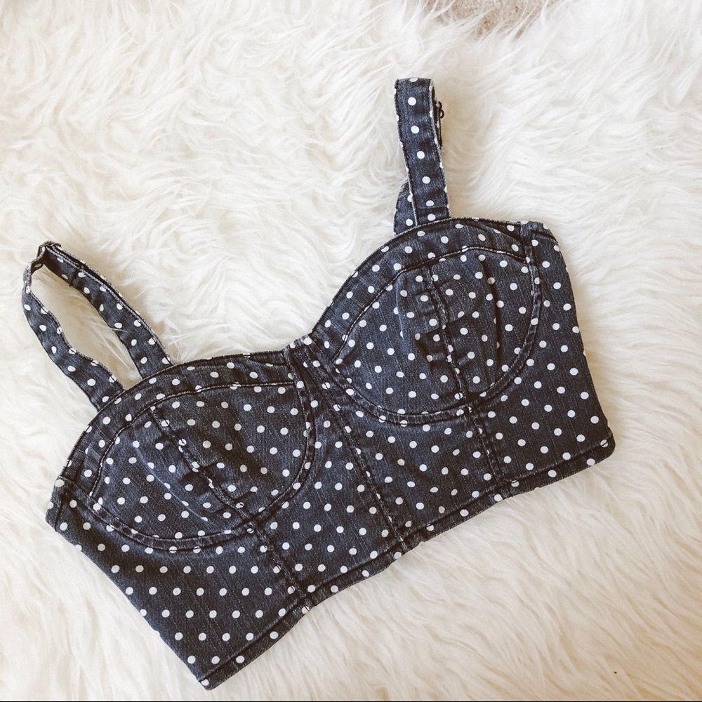 Denim Polka Dot Crop Top